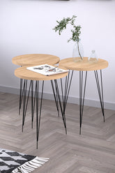 Set 3 masute cu picior metalic