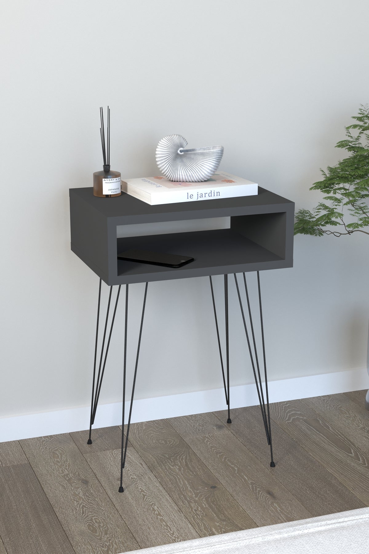 Masuta Cu Picoare Metalice Antracit