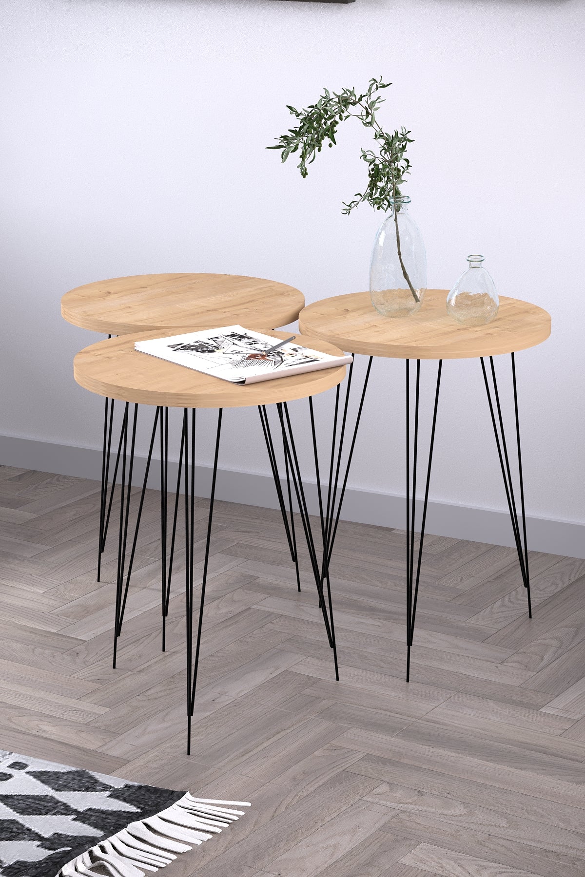 Set 3 Masute Cu Picior Metalic