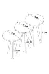 Set 3 Masute Cu Picior De Lemn